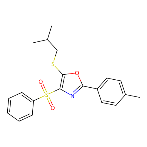 5-(Isobutylthio)-4-(phenylsulfonyl)-2-(p-tolyl)oxazole structure