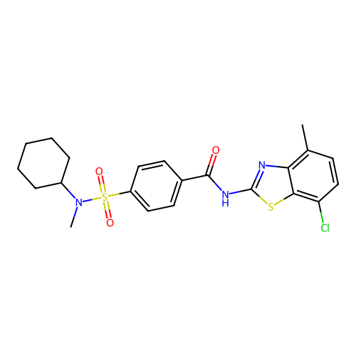 N-(7-chloro-4-methyl-1,3-benzothiazol-2-yl)-4-[cyclohexyl(methyl)sulfamoyl]benzamide structure