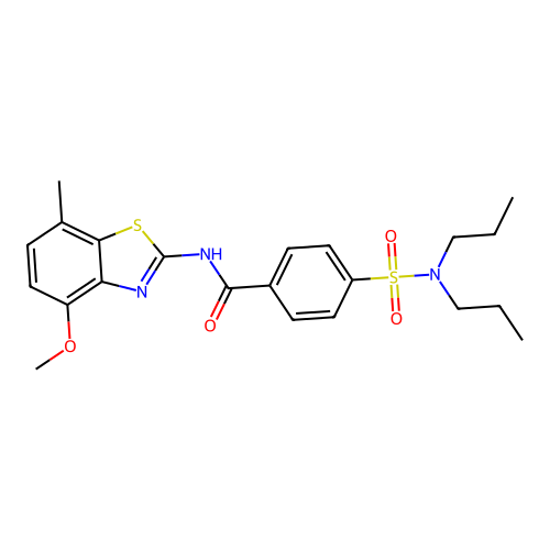 4-(dipropylsulfamoyl)-N-(4-methoxy-7-methyl-1,3-benzothiazol-2-yl)benzamide structure