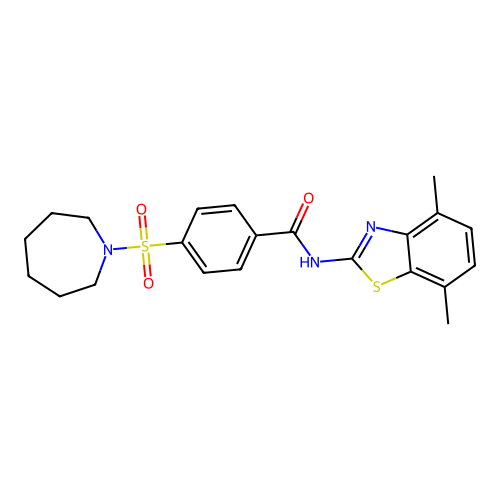 4-(azepan-1-ylsulfonyl)-N-(4,7-dimethylbenzo[d]thiazol-2-yl)benzamide structure
