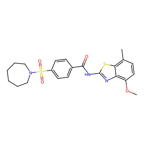 4-(azepan-1-ylsulfonyl)-N-(4-methoxy-7-methylbenzo[d]thiazol-2-yl)benzamide structure