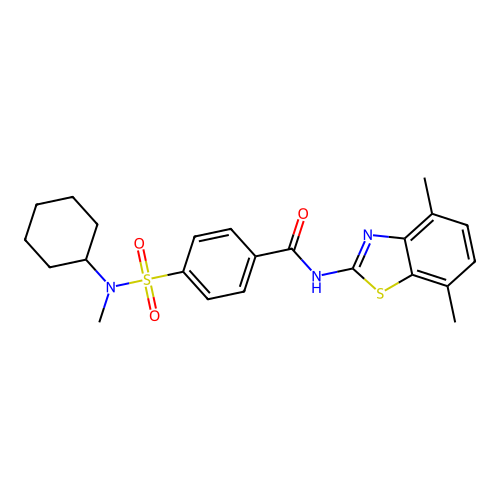4-[cyclohexyl(methyl)sulfamoyl]-N-(4,7-dimethyl-1,3-benzothiazol-2-yl)benzamide structure
