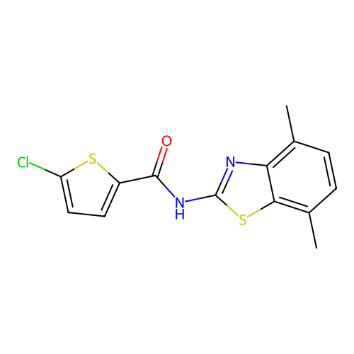 5-chloro-N-(4,7-dimethyl-1,3-benzothiazol-2-yl)thiophene-2-carboxamide structure