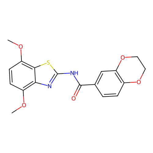 N-(4,7-dimethoxy-1,3-benzothiazol-2-yl)-2,3-dihydro-1,4-benzodioxine-6-carboxamide structure