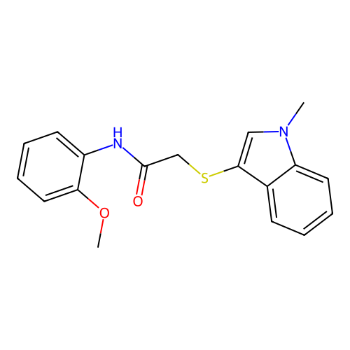 N-(2-methoxyphenyl)-2-((1-methyl-1H-indol-3-yl)thio)acetamide structure