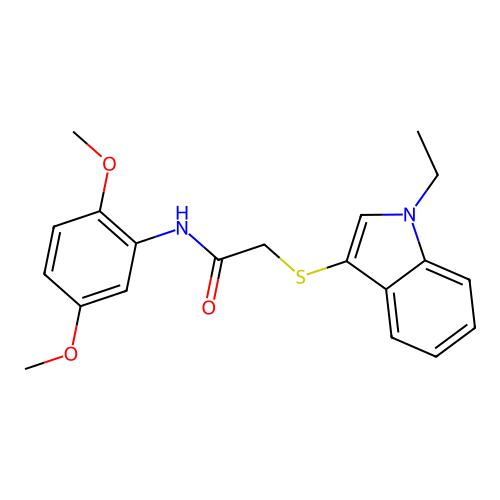 N-(2,5-dimethoxyphenyl)-2-((1-ethyl-1H-indol-3-yl)thio)acetamide structure
