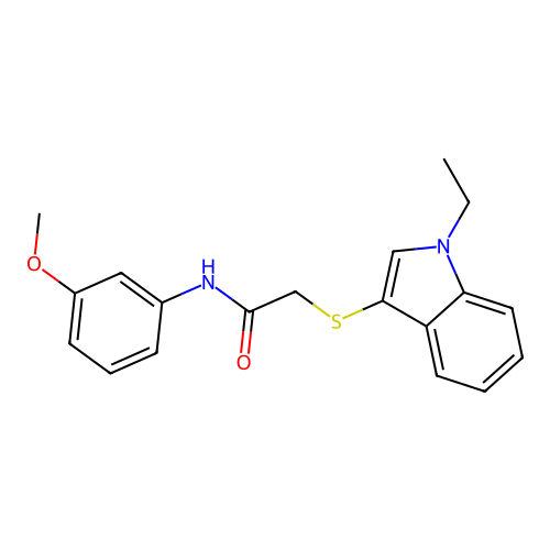 2-(1-ethylindol-3-yl)sulfanyl-N-(3-methoxyphenyl)acetamide structure