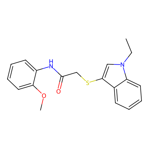 2-(1-ethylindol-3-yl)sulfanyl-N-(2-methoxyphenyl)acetamide structure