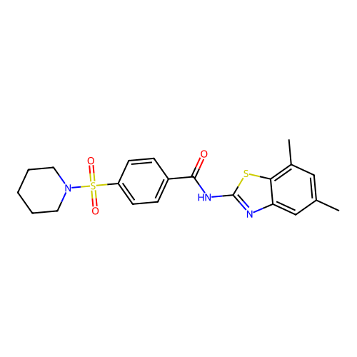 N-(5,7-dimethylbenzo[d]thiazol-2-yl)-4-(piperidin-1-ylsulfonyl)benzamide structure