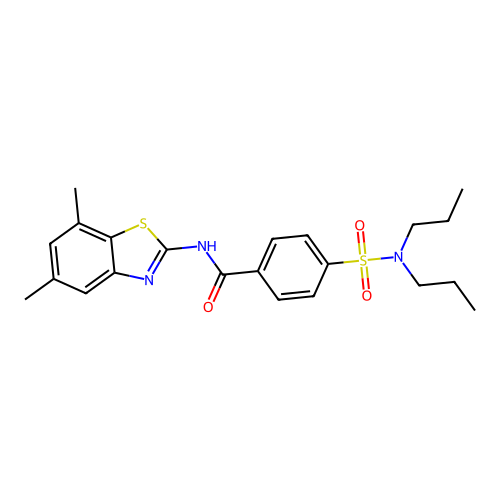N-(5,7-dimethyl-1,3-benzothiazol-2-yl)-4-(dipropylsulfamoyl)benzamide structure