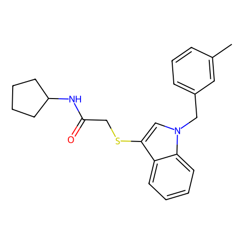 N-cyclopentyl-2-((1-(3-methylbenzyl)-1H-indol-3-yl)thio)acetamide structure