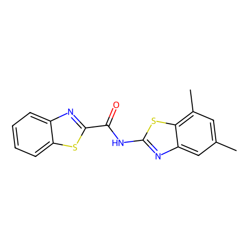 N-(5,7-dimethyl-1,3-benzothiazol-2-yl)-1,3-benzothiazole-2-carboxamide structure