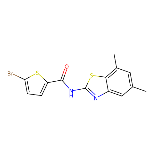 5-bromo-N-(5,7-dimethyl-1,3-benzothiazol-2-yl)thiophene-2-carboxamide structure