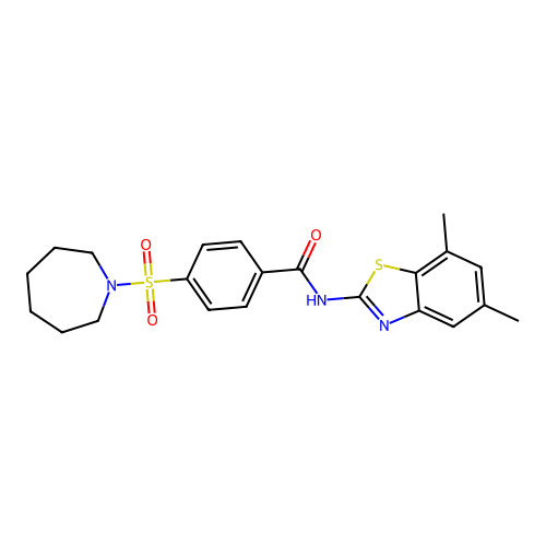 4-(azepan-1-ylsulfonyl)-N-(5,7-dimethylbenzo[d]thiazol-2-yl)benzamide structure