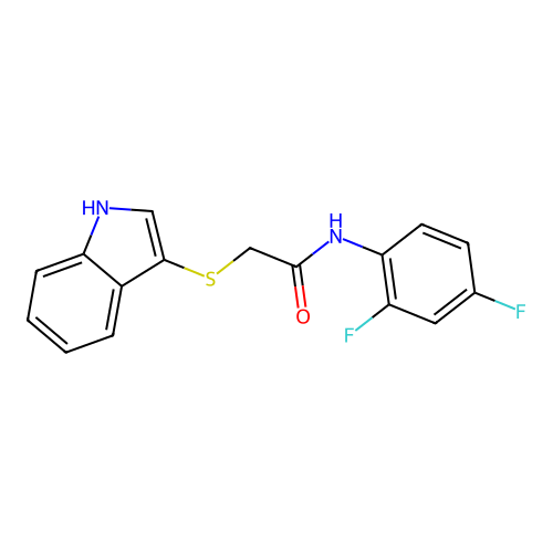 N-(2,4-difluorophenyl)-2-(1H-indol-3-ylsulfanyl)acetamide structure