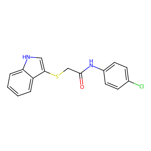 N-(4-chlorophenyl)-2-(1H-indol-3-ylsulfanyl)acetamide structure