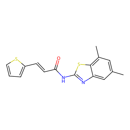(E)-N-(5,7-dimethylbenzo[d]thiazol-2-yl)-3-(thiophen-2-yl)acrylamide structure