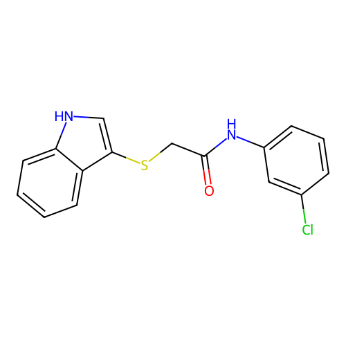 N-(3-chlorophenyl)-2-(1H-indol-3-ylsulfanyl)acetamide structure