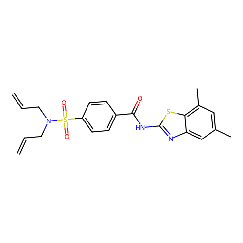 4-(N,N-diallylsulfamoyl)-N-(5,7-dimethylbenzo[d]thiazol-2-yl)benzamide structure