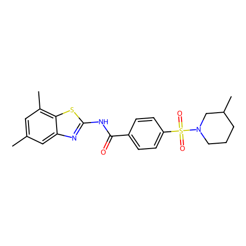 N-(5,7-dimethylbenzo[d]thiazol-2-yl)-4-((3-methylpiperidin-1-yl)sulfonyl)benzamide structure