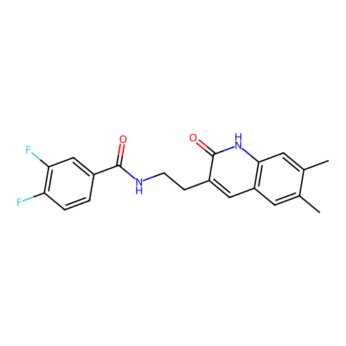 N-[2-(6,7-dimethyl-2-oxo-1H-quinolin-3-yl)ethyl]-3,4-difluorobenzamide structure