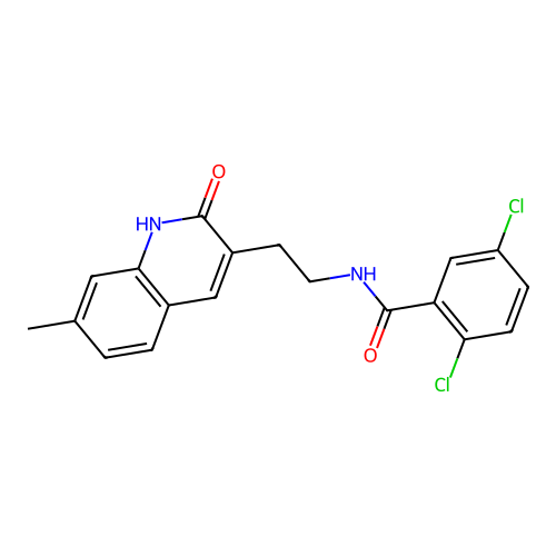 2,5-dichloro-N-(2-(7-methyl-2-oxo-1,2-dihydroquinolin-3-yl)ethyl)benzamide structure