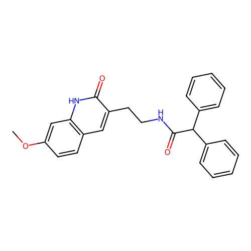 N-[2-(7-methoxy-2-oxo-1H-quinolin-3-yl)ethyl]-2,2-diphenylacetamide structure