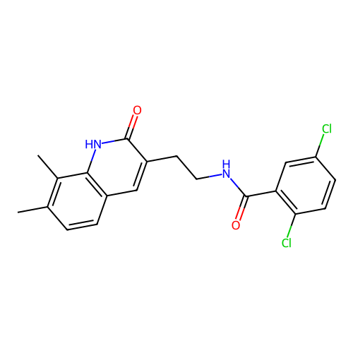2,5-dichloro-N-(2-(7,8-dimethyl-2-oxo-1,2-dihydroquinolin-3-yl)ethyl)benzamide structure