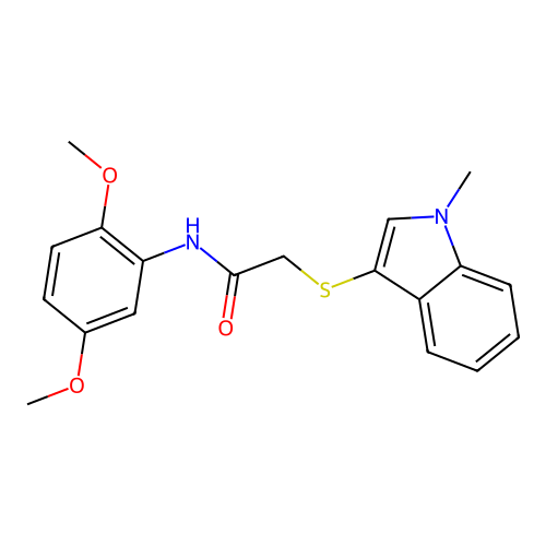 N-(2,5-dimethoxyphenyl)-2-((1-methyl-1H-indol-3-yl)thio)acetamide structure