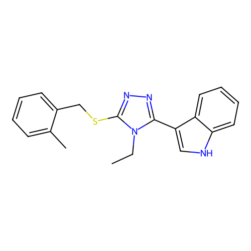 3-(4-ethyl-5-((2-methylbenzyl)thio)-4H-1,2,4-triazol-3-yl)-1H-indole structure