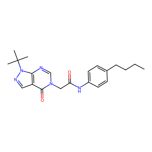 2-(1-tert-butyl-4-oxopyrazolo[3,4-d]pyrimidin-5-yl)-N-(4-butylphenyl)acetamide structure