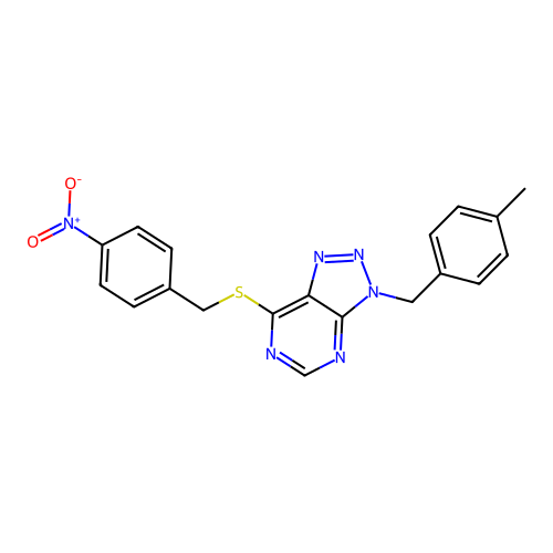 3-(4-methylbenzyl)-7-((4-nitrobenzyl)thio)-3H-[1,2,3]triazolo[4,5-d]pyrimidine structure