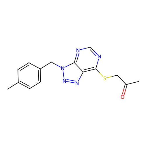 1-((3-(4-methylbenzyl)-3H-[1,2,3]triazolo[4,5-d]pyrimidin-7-yl)thio)propan-2-one structure