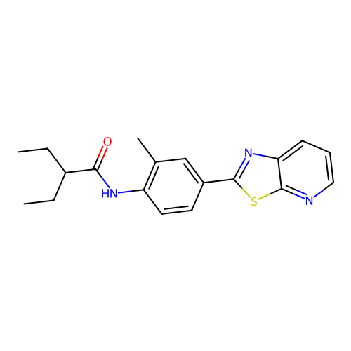 2-ethyl-N-(2-methyl-4-(thiazolo[5,4-b]pyridin-2-yl)phenyl)butanamide structure