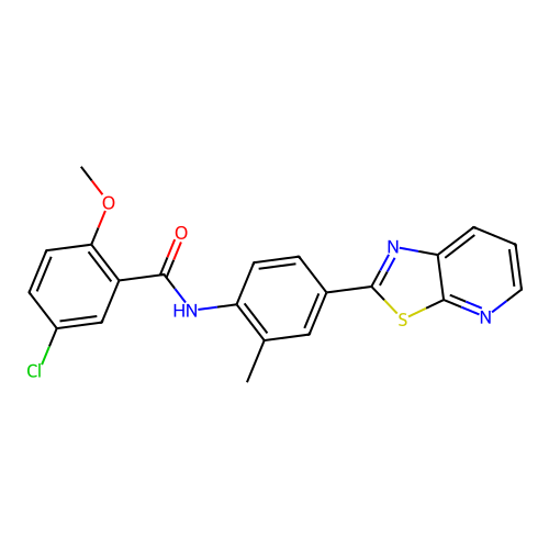 5-chloro-2-methoxy-N-(2-methyl-4-(thiazolo[5,4-b]pyridin-2-yl)phenyl)benzamide structure