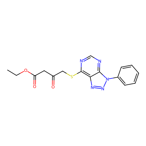 ethyl 3-oxo-4-((3-phenyl-3H-[1,2,3]triazolo[4,5-d]pyrimidin-7-yl)thio)butanoate structure