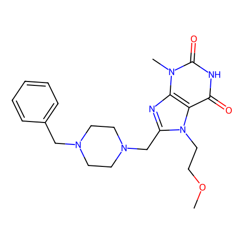 8-[(4-Benzylpiperazin-1-yl)methyl]-7-(2-methoxyethyl)-3-methylpurine-2,6-dione structure