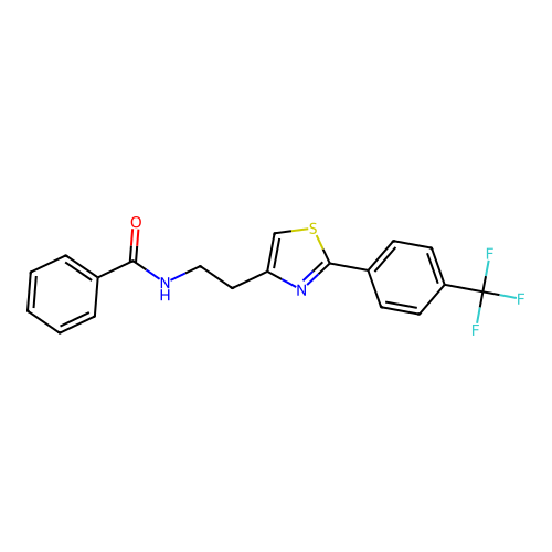 N-(2-(2-(4-(trifluoromethyl)phenyl)thiazol-4-yl)ethyl)benzamide structure