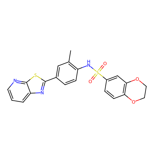 N-(2-methyl-4-(thiazolo[5,4-b]pyridin-2-yl)phenyl)-2,3-dihydrobenzo[b][1,4]dioxine-6-sulfonamide structure