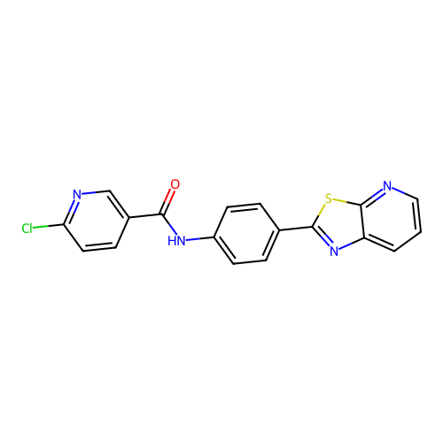 6-chloro-N-(4-(thiazolo[5,4-b]pyridin-2-yl)phenyl)nicotinamide structure