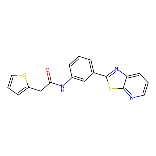 N-(3-(thiazolo[5,4-b]pyridin-2-yl)phenyl)-2-(thiophen-2-yl)acetamide structure
