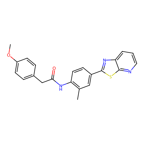 2-(4-methoxyphenyl)-N-(2-methyl-4-(thiazolo[5,4-b]pyridin-2-yl)phenyl)acetamide structure