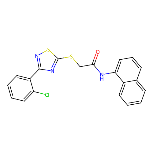 2-((3-(2-chlorophenyl)-1,2,4-thiadiazol-5-yl)thio)-N-(naphthalen-1-yl)acetamide structure