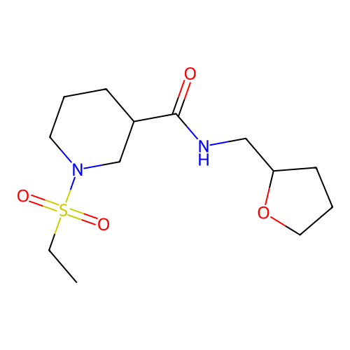 1-ethylsulfonyl-N-(oxolan-2-ylmethyl)piperidine-3-carboxamide structure