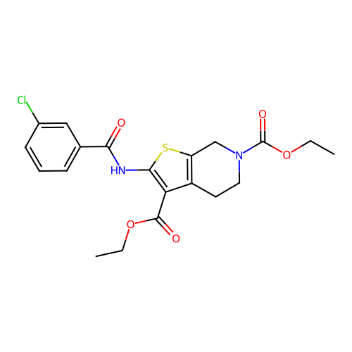 diethyl 2-(3-chlorobenzamido)-4,5-dihydrothieno[2,3-c]pyridine-3,6(7H)-dicarboxylate structure