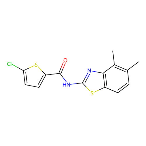 5-chloro-N-(4,5-dimethyl-1,3-benzothiazol-2-yl)thiophene-2-carboxamide structure