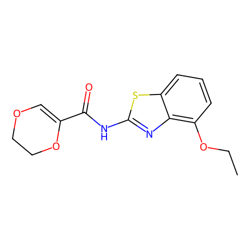 N-(4-ethoxybenzo[d]thiazol-2-yl)-5,6-dihydro-1,4-dioxine-2-carboxamide structure