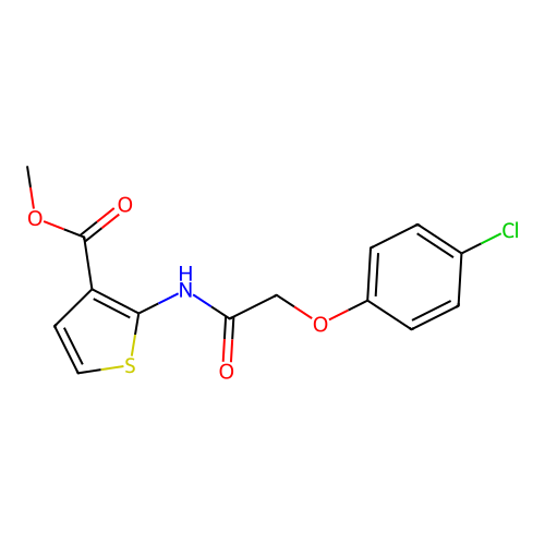 Methyl 2-[2-(4-chlorophenoxy)acetamido]thiophene-3-carboxylate structure