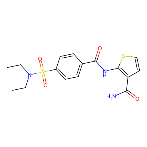 2-[[4-(Diethylsulfamoyl)benzoyl]amino]thiophene-3-carboxamide structure