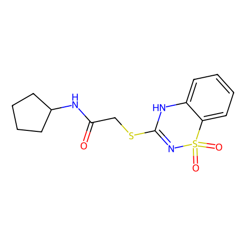 N-cyclopentyl-2-((1,1-dioxido-4H-benzo[e][1,2,4]thiadiazin-3-yl)thio)acetamide structure